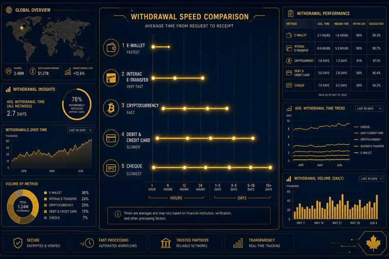 Canadian online casino payout timelines by withdrawal method — comparison